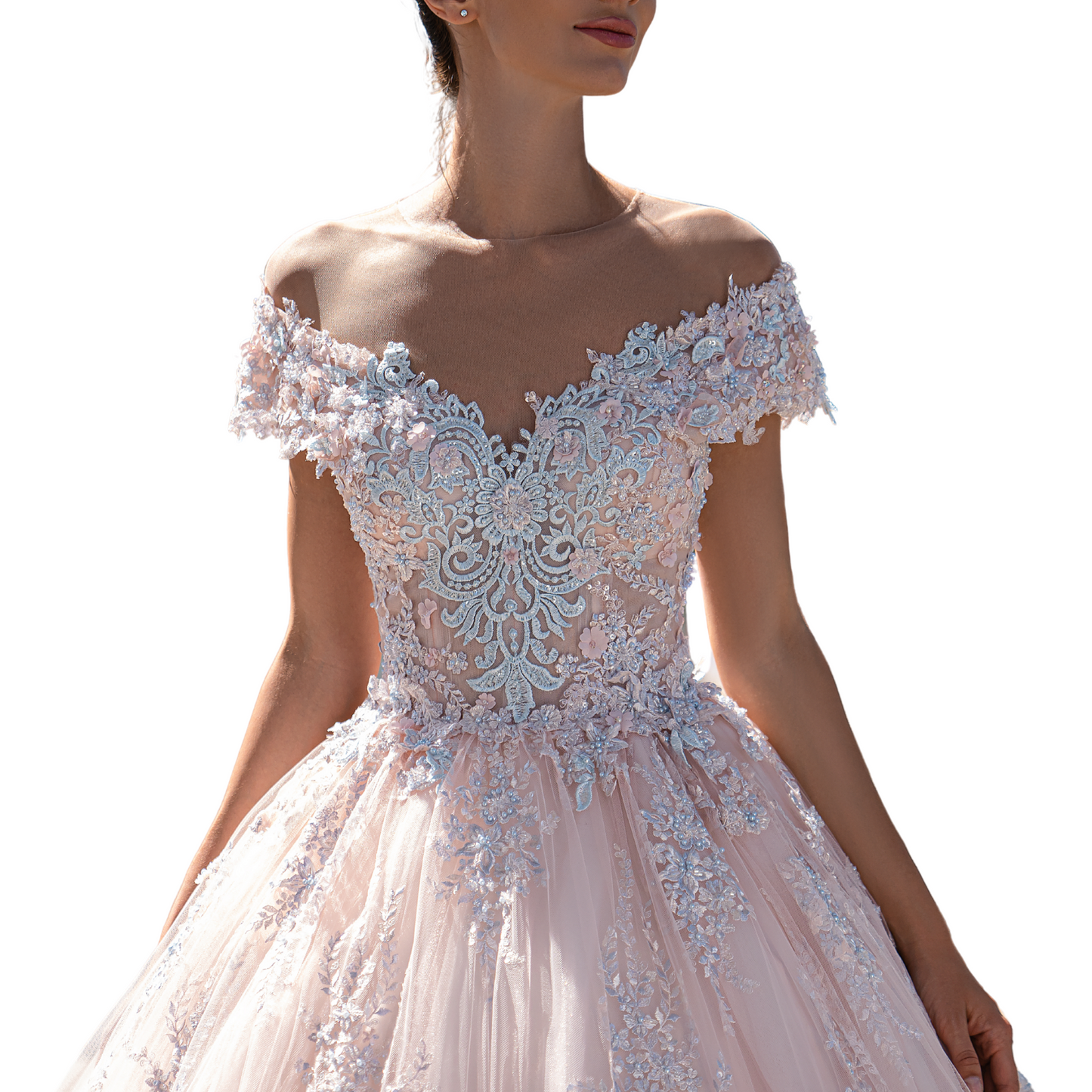 Quinceañera Dress Blush Ball Gown with Sparkling Appliques, Off Shoulder Puffy Princess Gown, Custom Sweet 15 Dress