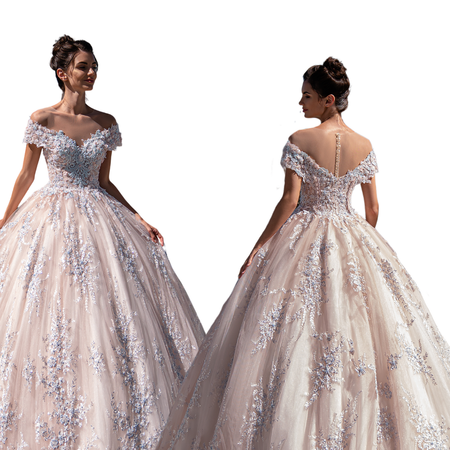 Quinceañera Dress Blush Ball Gown with Sparkling Appliques, Off Shoulder Puffy Princess Gown, Custom Sweet 15 Dress