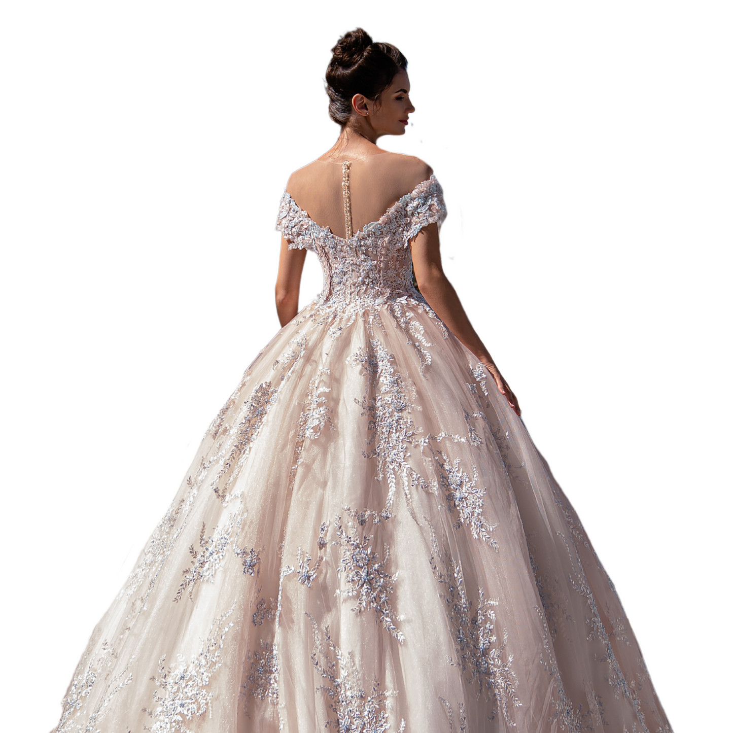 Quinceañera Dress Blush Ball Gown with Sparkling Appliques, Off Shoulder Puffy Princess Gown, Custom Sweet 15 Dress